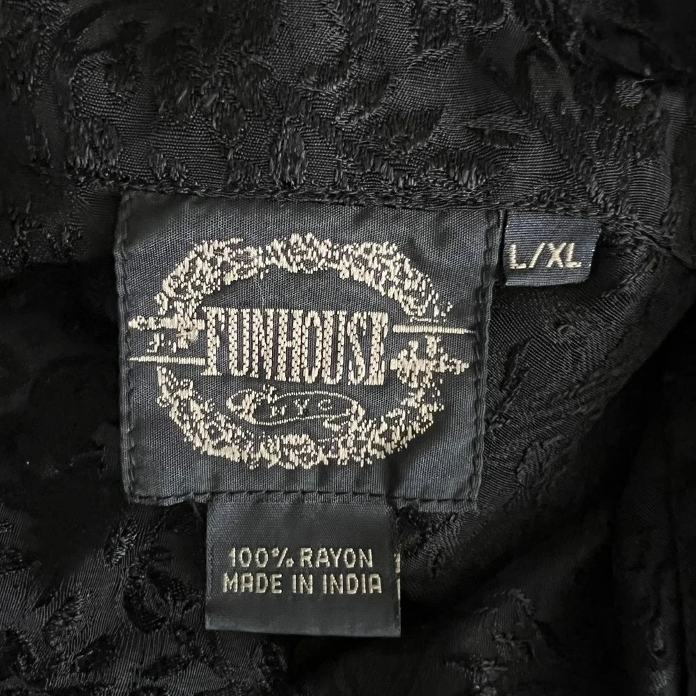 Funhouse NYC Vintage Black Jacquard Duster Jacket Large XL Witchy Gothic Cosplay